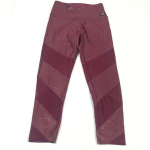Victorias Secret PINK Cropped Mesh Panel Leggings Maroon Quick Dry Stretchy M